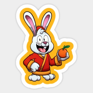 Cute Rabbit Holding Mandarin Sticker